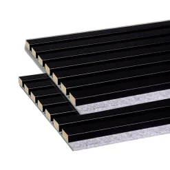 Forestea Lot de 2 panneaux tas Decowall Acoustic coul noir sur feutrine grise 2600x300x17mm- Panneau Tasseau Bois