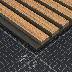 Mon Marché Déco Panneau Tasseau Bois<Lot de 2 Panneaux Tasseaux Bois - Teck Thaï Feutre Noir - 3 m², 2500 x 600 mm,