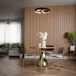 Mon Marché Déco Panneau Tasseau Bois<Lot de 2 Panneaux Tasseaux Bois - Teck Thaï Feutre Noir - 3 m², 2500 x 600 mm,