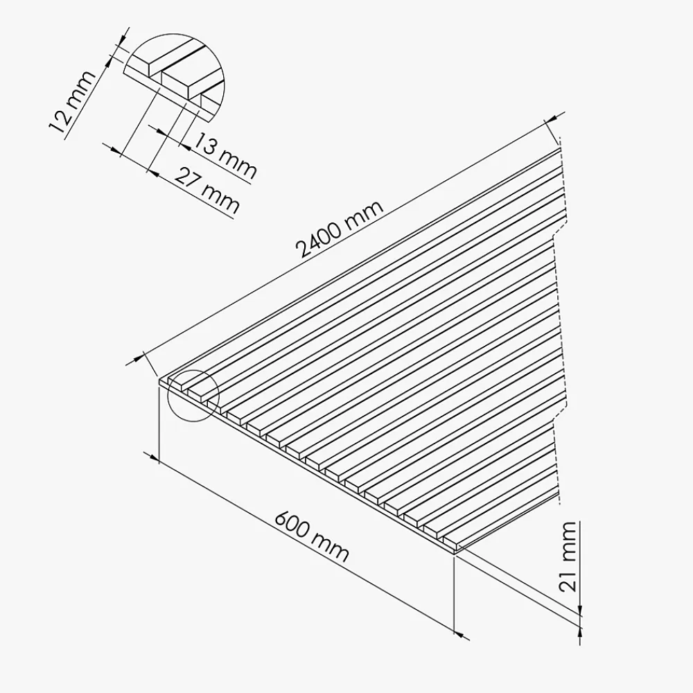Mon Marché Déco Lot de 2 Panneaux Tasseaux Bois - Noir Feutre Blanc - 2,88 m², 2500 x 600 mm,- Panneau Tasseau Bois