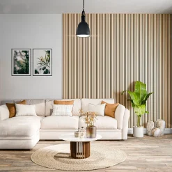 Mon Marché Déco Lot de 2 Panneaux Tasseaux Bois - Chêne Feutre Noir - 3 m², 2500 x 600 mm,- Panneau Tasseau Bois