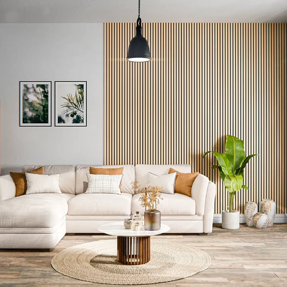 Mon Marché Déco Lot de 2 Panneaux Tasseaux Bois - Chêne Feutre Noir - 3 m², 2500 x 600 mm,- Panneau Tasseau Bois