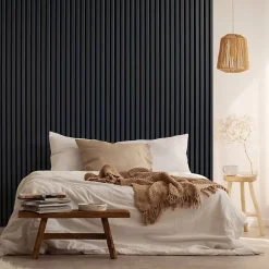 Decoon Lot de 2 Panneaux tasseaux bois 250 x 30 x 1,9 cm - bleu nuit/feutrine noir - 1,5m²- Panneau Tasseau Bois