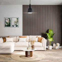Mon Marché Déco Lot de 2 Panneaux Tasseaux Bois - Noyer Feutre Noir - 3 m², 2500 x 600 mm,- Panneau Tasseau Bois