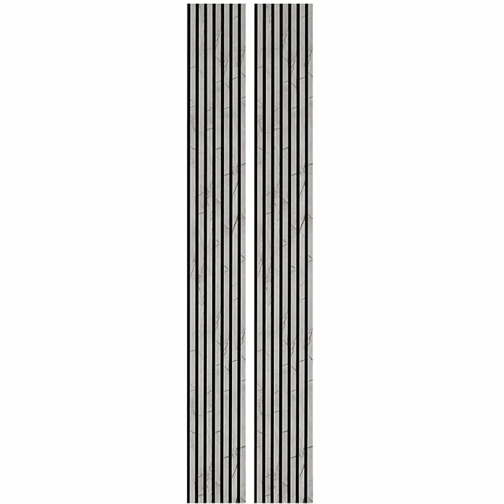 Decoon Panneau Tasseau Bois<Lot de 2 Panneaux tasseaux bois 250 x 30 x 1,9 cm - décor marbre gris/feutrine noir - 1,5m²