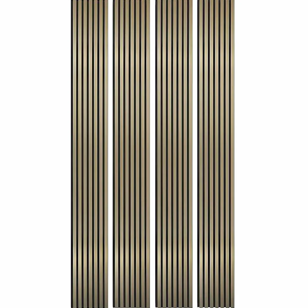 Decoon Lot de 4 Panneaux tasseaux bois 250 x 30 x 1,9 cm - gold/feutrine noir - 3m²- Panneau Tasseau Bois