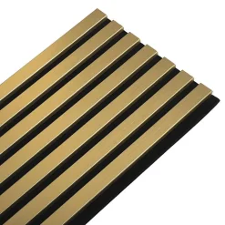 Decoon Lot de 4 Panneaux tasseaux bois 250 x 30 x 1,9 cm - gold/feutrine noir - 3m²- Panneau Tasseau Bois