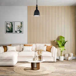 Mon Marché Déco Lot de 2 Panneaux Tasseaux Bois - Chêne Feutre Blanc - 3 m², 2500 x 600 mm,- Panneau Tasseau Bois