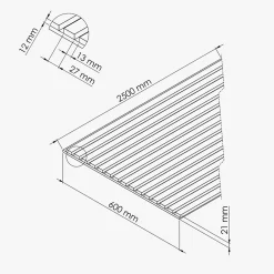 Mon Marché Déco Lot de 2 Panneaux Tasseaux Bois - Chêne Feutre Blanc - 3 m², 2500 x 600 mm,- Panneau Tasseau Bois