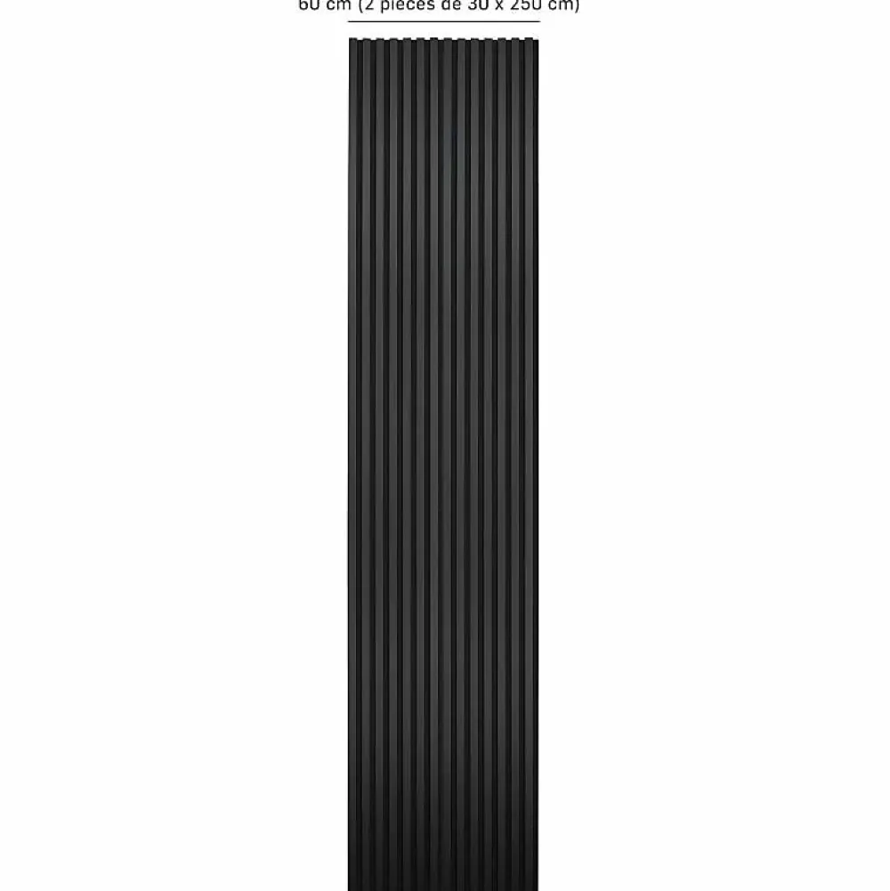 Decoon Panneau Tasseau Bois<Lot de 2 Panneaux tasseaux bois 250 x 30 x 1,9 cm - Lamelles placage noir fond noir - 1,5m²