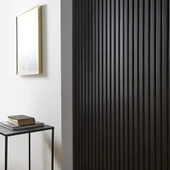 Decoon Panneau Tasseau Bois<Lot de 2 Panneaux tasseaux bois 250 x 30 x 1,9 cm - Lamelles placage noir fond noir - 1,5m²