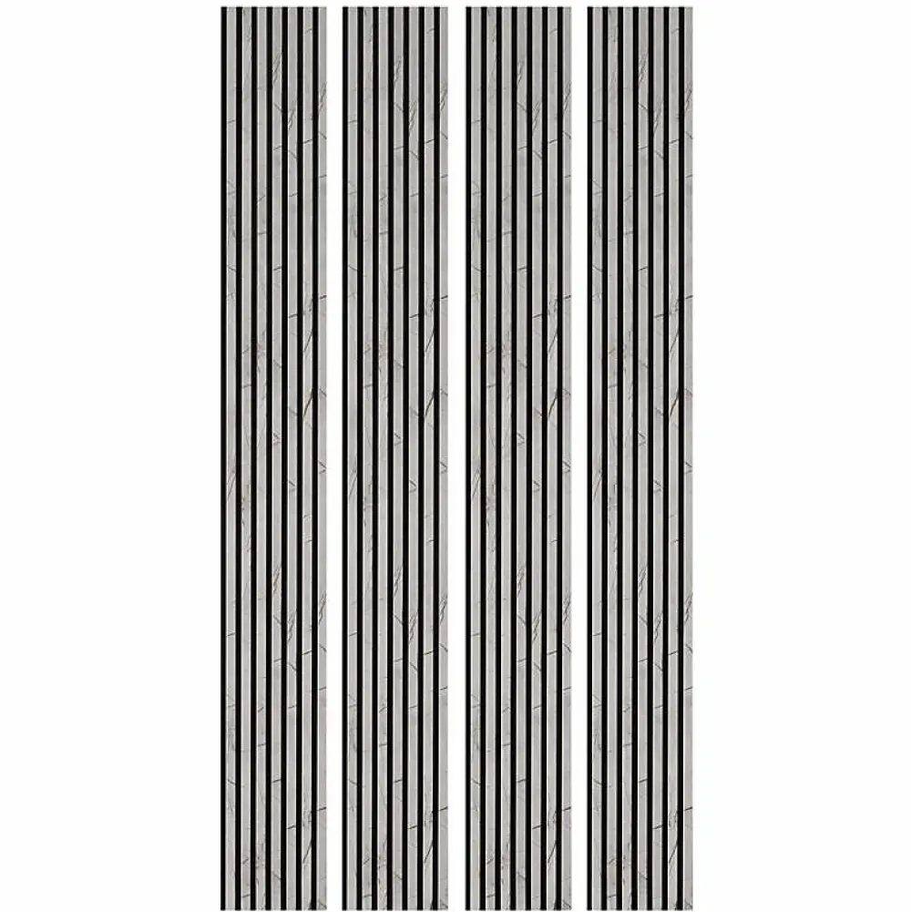 Decoon Lot de 4 Panneaux tasseaux bois 250 x 30 x 1,9 cm - décor marbre gris/feutrine noir - 3m²- Panneau Tasseau Bois