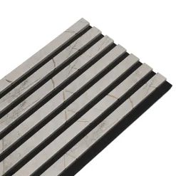 Decoon Lot de 4 Panneaux tasseaux bois 250 x 30 x 1,9 cm - décor marbre gris/feutrine noir - 3m²- Panneau Tasseau Bois