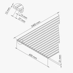 Mon Marché Déco Panneau Tasseau Bois<Lot de 2 Panneaux Tasseaux Bois - Blanc Feutre Noir - 2,88 m², 2500 x 600 mm,
