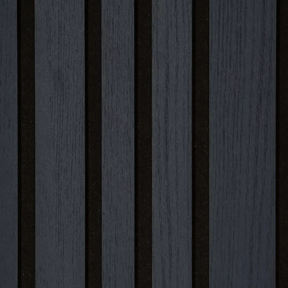 Forestea Lot de 2 Panneaux tasseaux acoustic asymétrique lamelles MDF chêne lave sur fond noir 2600 x 300 x 17 mm -- Panneau Tasseau Bois