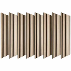 Decoon Panneau Tasseau Bois<Lot de 8 Panneaux tasseaux bois 120x30x1 cm - Pack tête de lit 180 - Lamelles chêne clair véritable fond noir 2,88 m²