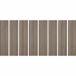 Decoon Panneau Tasseau Bois<Lot de 8 Panneaux tasseaux bois 120x30x1 cm - Pack tête de lit 180 - Lamelles chêne clair véritable fond noir 2,88 m²