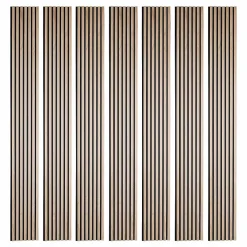 Decoon Panneau Tasseau Bois<Lot de 7 Panneaux tasseaux bois 250 x 30 x 1,9 cm - décor chêne clair fond noir - 5,25m²