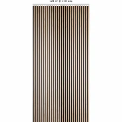 Decoon Lot de 4 Panneaux tasseaux bois 250 x 30 x 1,9 cm - décor chêne clair fond noir - 3m²- Panneau Tasseau Bois