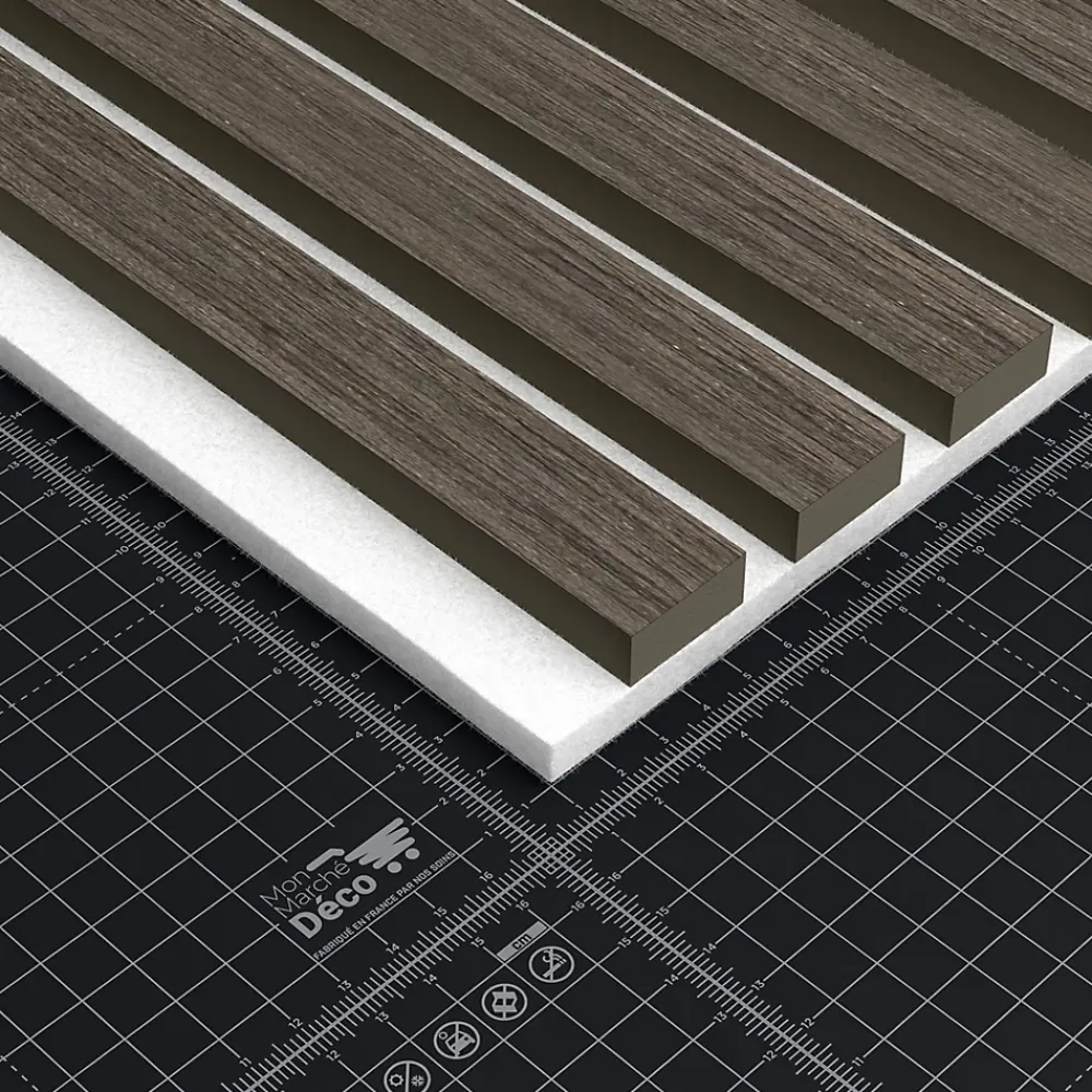 Mon Marché Déco Panneau Tasseau Bois<Lot de 2 Panneaux Tasseaux Bois - Noyer Feutre Blanc - 3 m², 2500 x 600 mm,