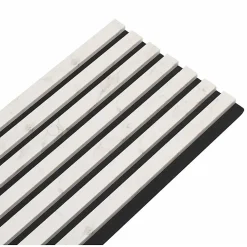 Decoon Lot de 4 Panneaux tasseaux bois 250 x 30 x 1,9 cm - décor marbre blanc/feutrine noir - 3m²- Panneau Tasseau Bois