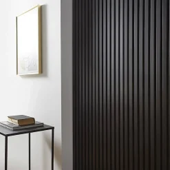 Decoon Panneau Tasseau Bois<Lot de 4 Panneaux tasseaux bois 250 x 30 x 1,9 cm - Lamelles placage noir fond noir - 3m²