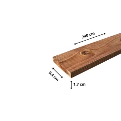 Wood&Sens Planche De Bois<Lot de 10 Planches Rabotées Sapin Traité marron, L.240 x l.9,4 cm x Ep.17 mm