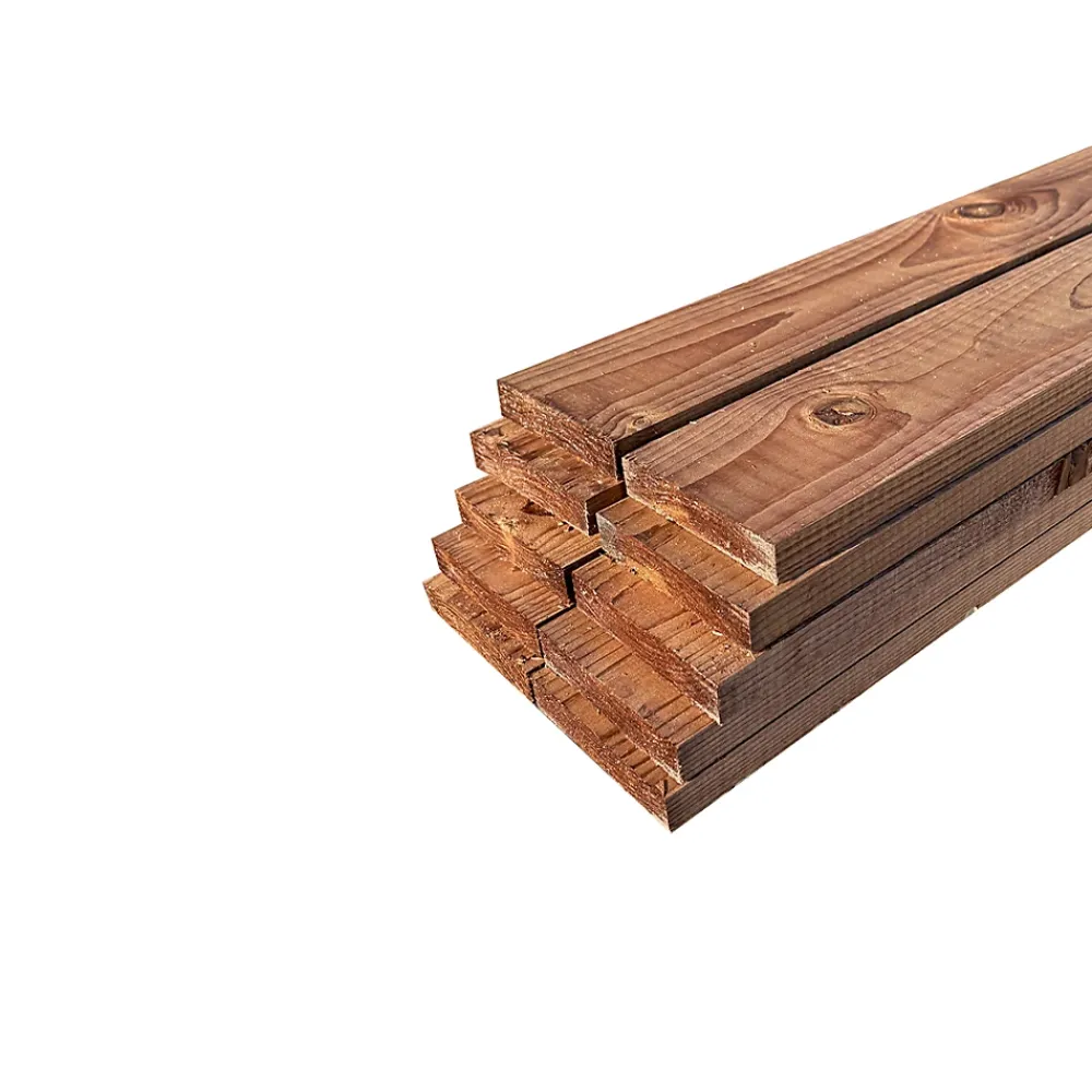 Wood&Sens Planche De Bois<Lot de 10 Planches Rabotées Sapin Traité marron, L.240 x l.9,4 cm x Ep.17 mm