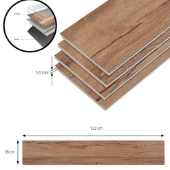 Neu.Holz Dalle Et Lame Pvc<Lot de 10 planches vinyle SPC Okapirg 2,196 m² 5 mm 122 x 18 cm effet chêne nordique