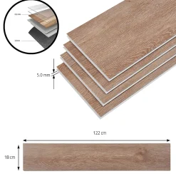 Neu.Holz Dalle Et Lame Pvc<Lot de 80 planches vinyle SPC Okapirg 17,568 m² 5 mm 122 x 18 cm effet chêne naturel