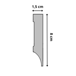 Wood&Sens Plinthe Pour Sol En Vinyle Et Pvc<Lot de 10 Plinthes Polymère avec Bord Arrondi 3mm, L.240 cm x P.8 cm, Ep.15 mm