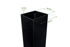 Casanoov Lot de 2 poteaux en fer DARIO 6x6cm H.170cm Noir Mat- Accesoire Pour Volet