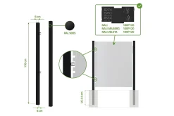 Casanoov Lot de 2 poteaux en fer DARIO 6x6cm H.170cm Noir Mat- Accesoire Pour Volet