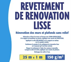 Semin Lot de 2 Revêtements de Rénovation Lisse à Peindre - Rouleau de 25 x 1 m- Fibre De Verre