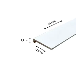 Wood&Sens Lot de 6 Surplinthes MDF Prépeint Blanc, L.2.44 m x H.12.8 cm, Ep.22 mm- Plinthe Bois|Plinthe Bois