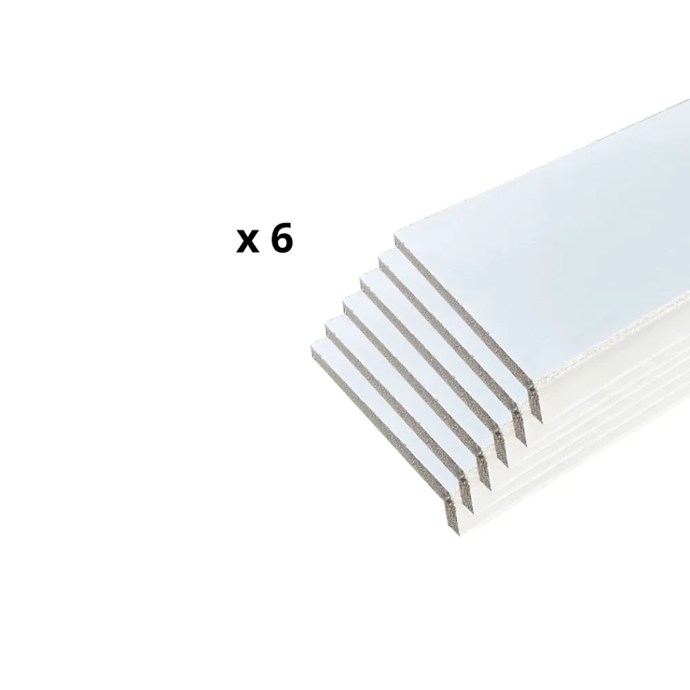 Wood&Sens Lot de 6 Surplinthes MDF Revêtues Blanc, L.2.40 m x H.9.8 cm, Ep.22 mm- Plinthe Bois|Plinthe Bois