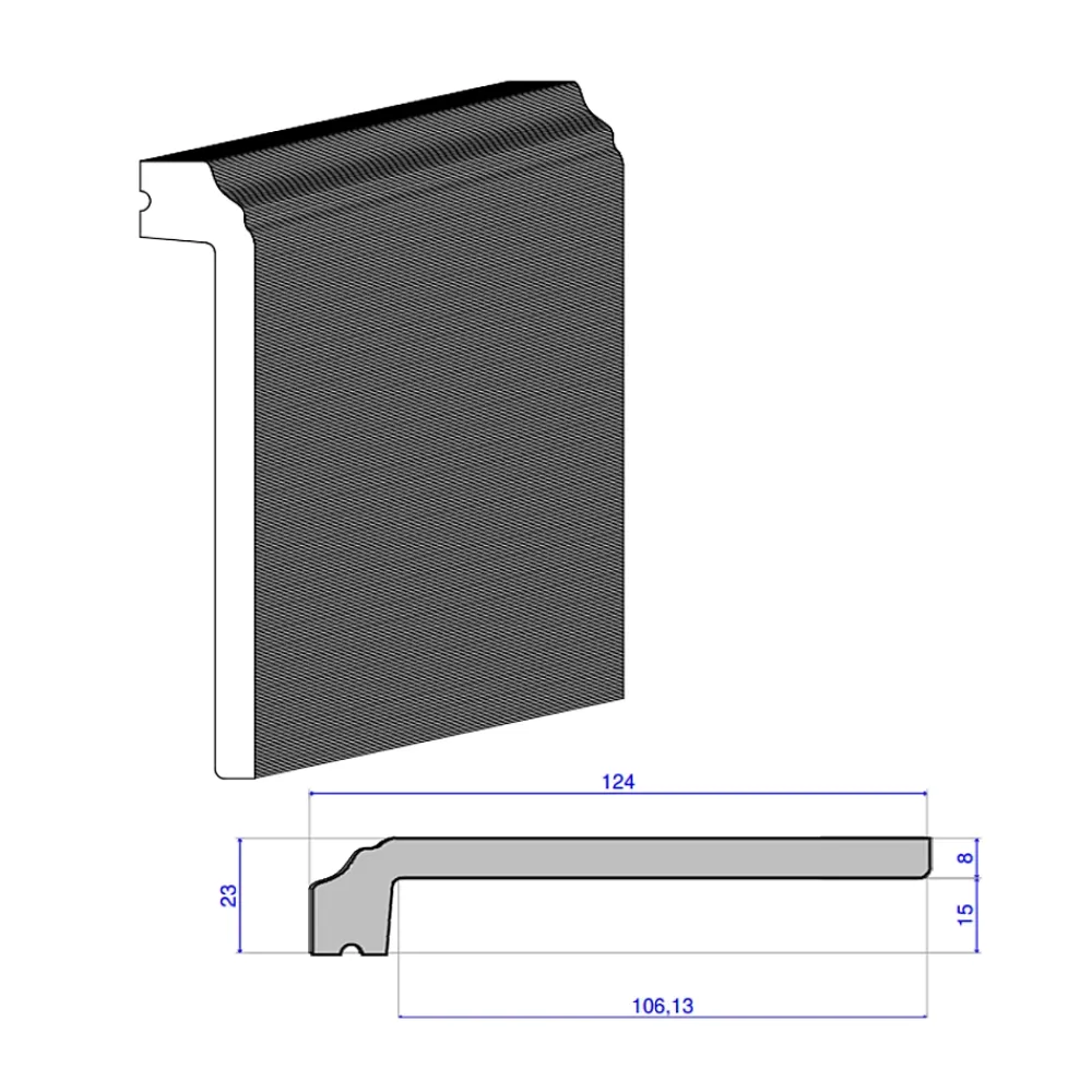 Wood&Sens Moulure<Lot de 8 Surplinthes Style Polymère, L.240 cm x H.12,4 cm, Ep.23 mm