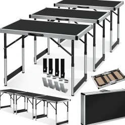 Tectake Outils Du Tapissier<Lot de 3 tables à tapisser pliable Hauteur réglable en 4 niveaux noir