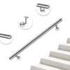 AICA Sanitaire Accessoire D'Escalier<Main courante - acier inox 304 - 180cm - Rampe escalier mural avec embouts - Pour intérieur et extérieur - Avec supports muraux