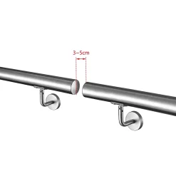 AICA Sanitaire Accessoire D'Escalier<Main courante - acier inox 304 - 100cm - Rampe escalier mural avec embouts - Pour intérieur et extérieur - Avec supports muraux