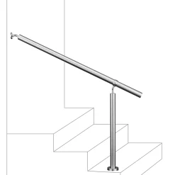 AICA Sanitaire Accessoire D'Escalier<Main courante 1.5 m argent inox 201 fixation sol et mur escaliers intérieur extérieur by Aica