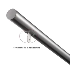 AICA Sanitaire Accessoire D'Escalier<Main courante 1.5 m argent inox 201 fixation sol mur escaliers rampes intérieur extérieur by Aica