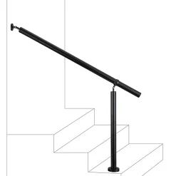 AICA Sanitaire Main courante 1.2 m noir inox 201 fixation sol et mur escaliers intérieur extérieur by Aica- Accessoire D'Escalier