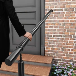 AICA Sanitaire Main courante 1.2 m noir inox 201 fixation sol et mur escaliers intérieur extérieur by Aica- Accessoire D'Escalier