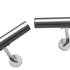 AICA Sanitaire Accessoire D'Escalier<Main courante 80cm diam 42.4mm inox 304 Argent avec 2 supports - rampe escalier murale