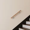 AICA Sanitaire Accessoire D'Escalier<Main courante 80cm, inox 304, Design naturel aspect bois, rampe d'escalier ronde, avec 2 supports muraux, intérieur & extérieur