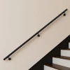 AICA Sanitaire Accessoire D'Escalier<Main courante 220cm, inox 304, Noir mat, rampe d'escalier ronde, avec 3 supports muraux, intérieur & extérieur