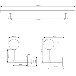 ECD Germany Main courante escalier en acier inoxydable rampe barre appui rambarde 160 cm- Garde-Corps, Balustrade