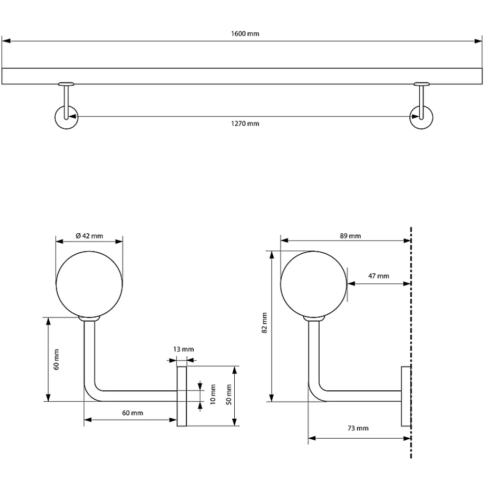 ECD Germany Main courante escalier en acier inoxydable rampe barre appui rambarde 160 cm- Garde-Corps, Balustrade