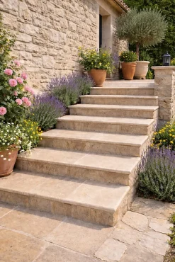 Ligerio Accessoire D'Escalier<Marche d'escalier en travertin naturel mix bords arrondis interieur exterieur
